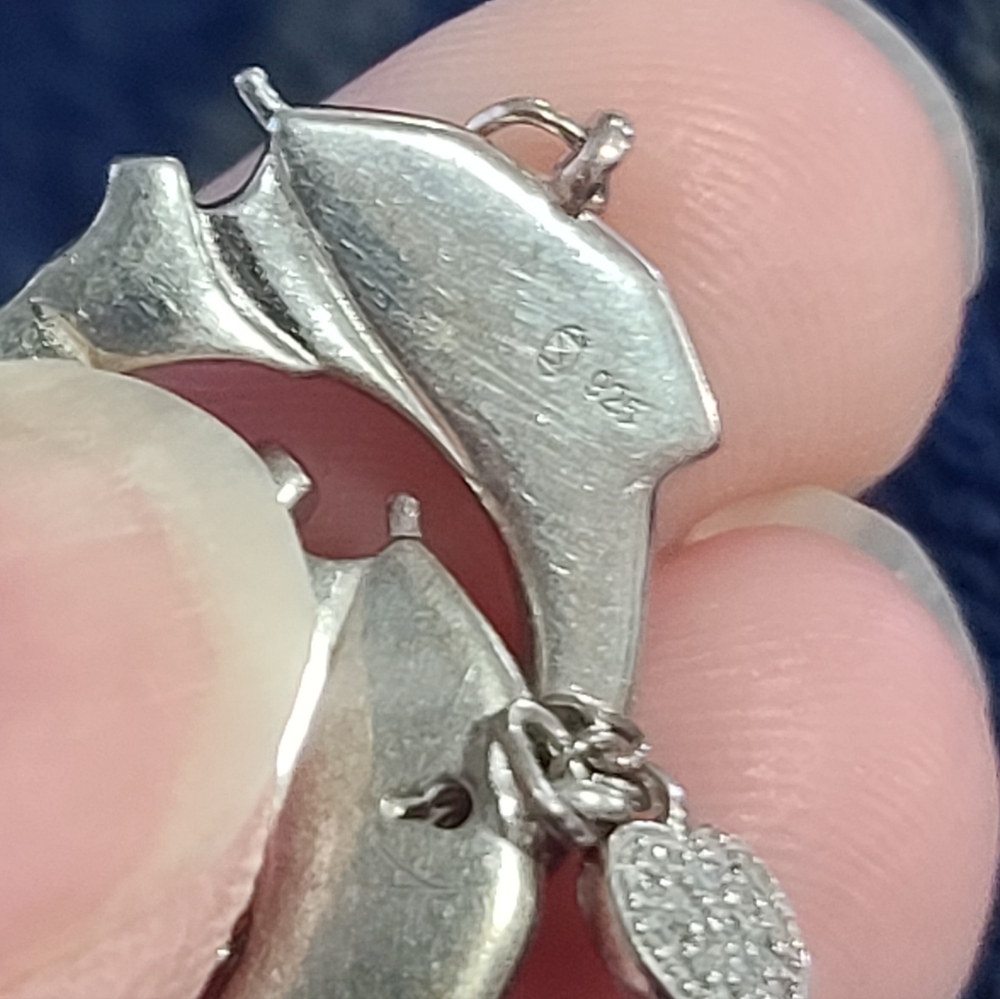 Sterling Silver Handcuffs And Heart Pendant Necklace Women's Jewelry - Picture 3 of 7